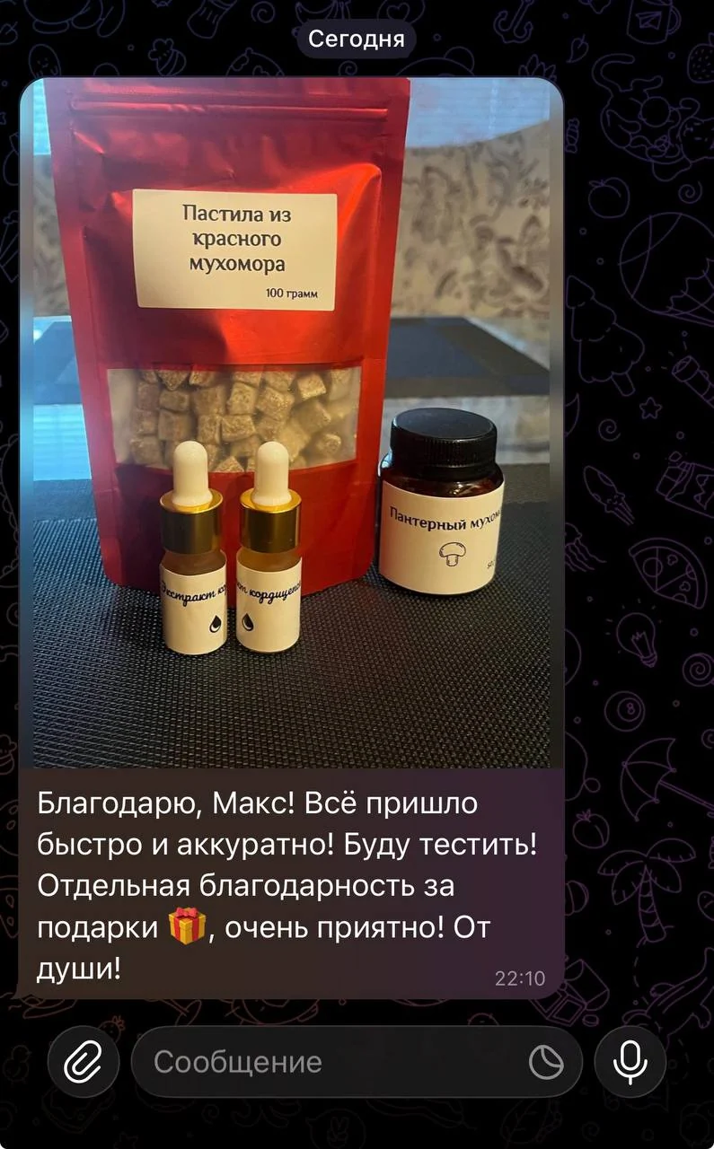 Скриншот отзыва покупателя и фото заказа Healing by Max
